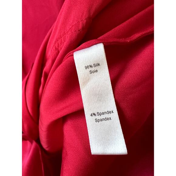 $490 Marissa Webb Red Silk Shirtdress Womens XS Long Sleeve Button Front Dress - Picture 7 of 8